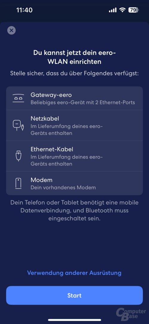 Einrichtung des eero Max 7 in der eero-App