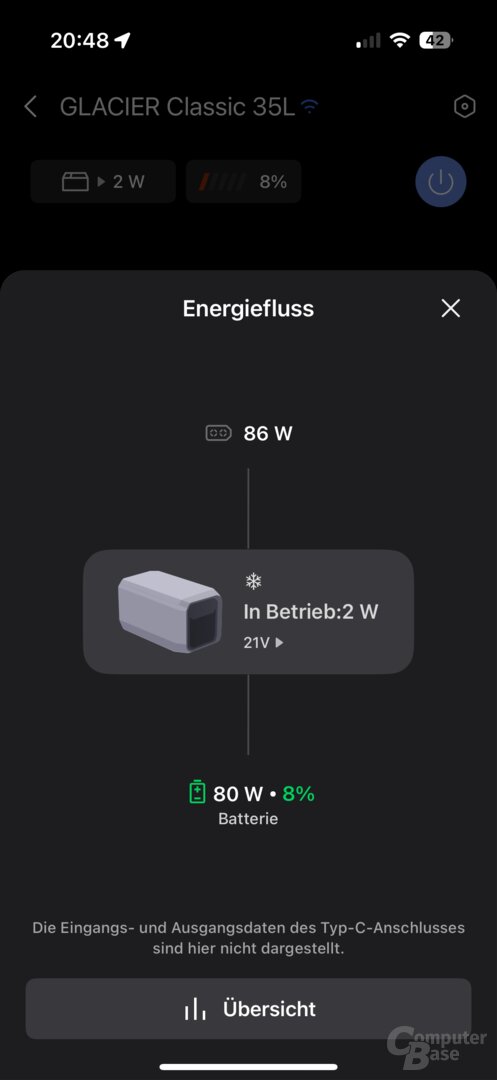 Dynamische Energieverteilung beim AC-Betrieb mit eingesetztem Akku